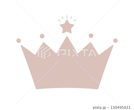 星が光っているシンプルでおしゃれなブラウンの王冠のアイコン - No.1や3位のイメージイラスト素材 130495831