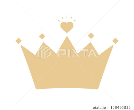 シンプルでかわいいハートが付いた金色の王冠のアイコン - プリンセスやNo.1･人気のイラスト素材 130495833