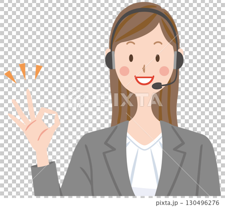 OKサインするオペレーター　サポートセンター　カスタマーセンター　お問い合わせ 130496276