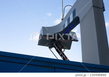 Fast electric bus charging station, featuring sleek and efficient design that highlights modern technology used for quick charging of urban electric vehicles, enhancing sustainable transportation 130496660