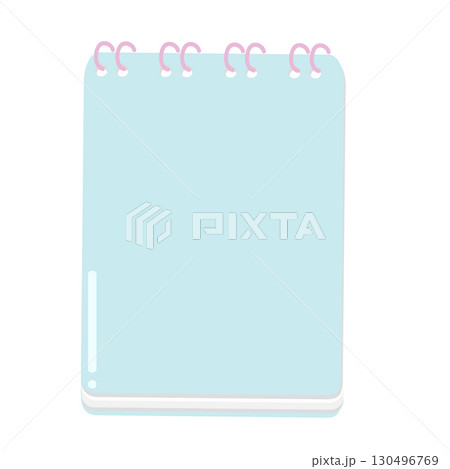 Blank blue spiral notebook with pink rings on white background Blank blue spiral notebook with pink rings on white background 130496769