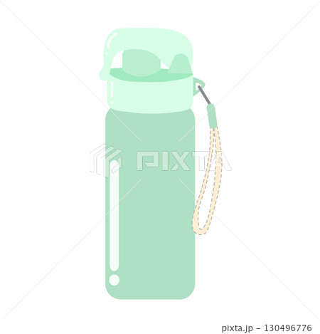 Mint green reusable water bottle with carrying loop for eco-friendly hydration 130496776