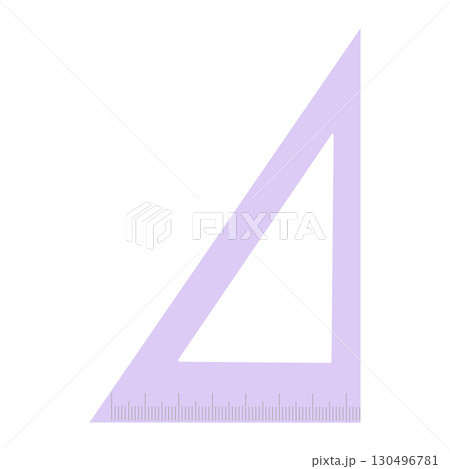 Purple triangular ruler with centimeter measurements on white background Purple triangular ruler with centimeter measurements on white background 130496781