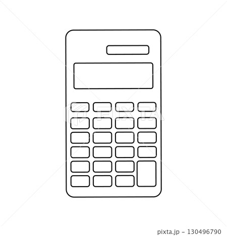 Outline of a basic calculator with rectangular buttons and display 130496790