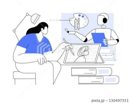AI-Enhanced Creative Tools abstract concept vector illustration. 130497351