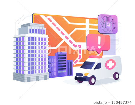 AI-Augmented AI-Guided Evacuation Planning abstract concept vector illustration. 130497374