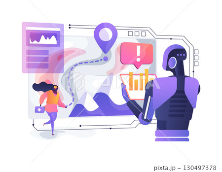 AI-Assisted AI-Assisted Search and Rescue Routing abstract concept vector illustration. 130497378