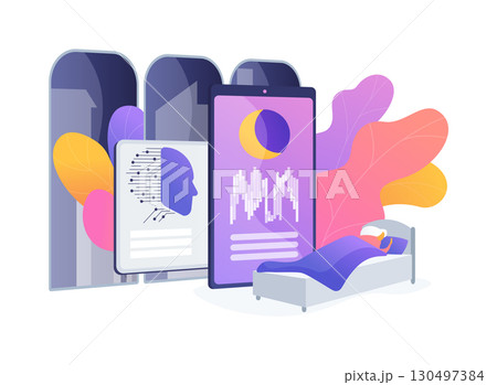 AI-Automated Sleep Pattern Analysis abstract concept vector illustration. AI-Automated Sleep Pattern Analysis abstract concept vector illustration. 130497384