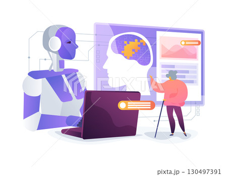 AI-Driven Cognitive Decline Detection abstract concept vector illustration. 130497391