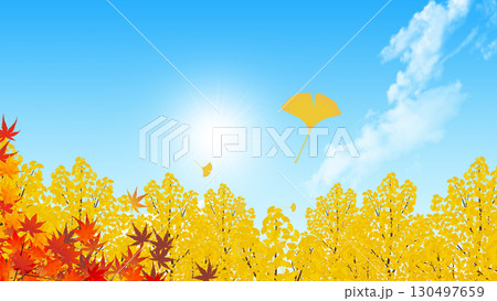 秋の空と紅葉した木 秋の空と紅葉した木 130497659