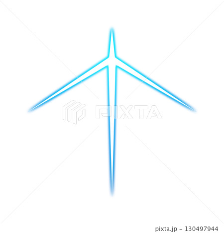 青く発光する上向き矢印アイコン（透明背景） 130497944