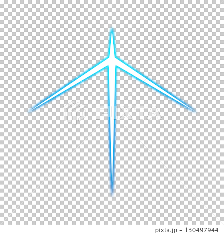 青く発光する上向き矢印アイコン（透明背景） 130497944