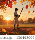 秋の夕暮れと野球少年 130498009
