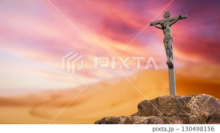 The Jesus cross for religion or Holiday concept 3d Rendering. 130498156
