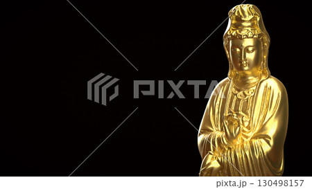 The Gold Guan Yin for religion concept 3d Rendering. 130498157