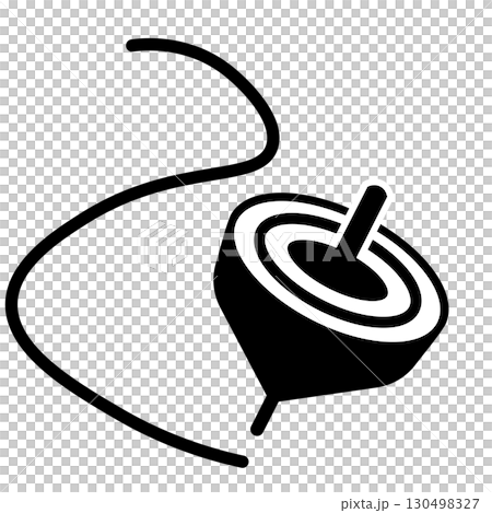 コマ回しのモノクロアイコンイラスト 130498327