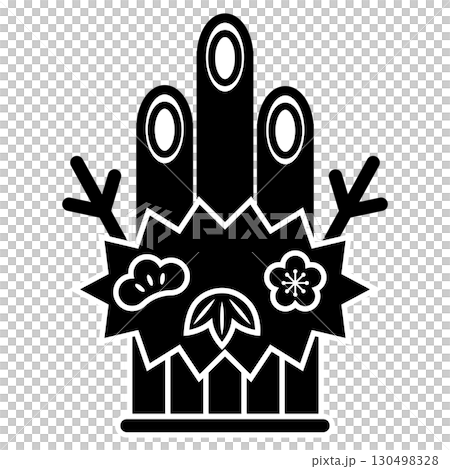 A simple silhouette illustration of a Kadomatsu to celebrate the New Year 130498328