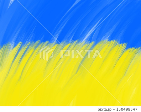 Ukrainian grunge texture flag set, stylized brush stroke, isolated. Blue yellow paint color brushstroke. Drawing national symbol Ukraine country. Patriotic design. illustration 130498347