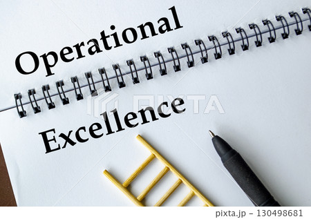 Operational Excellence, Notebook with ladder illustration representing efficiency, improvement, and best practice. 130498681