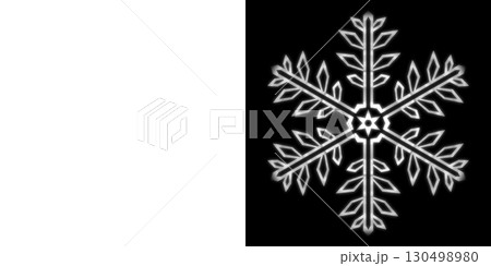 白い発光の雪の結晶シェイプ（透明背景と黒背景バージョン） 130498980