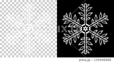 白い発光の雪の結晶シェイプ（透明背景と黒背景バージョン） 130498980