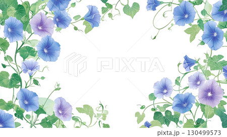 朝顔が囲むフレーム背景イラスト 130499573