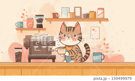 カフェで働く猫 カフェで働く猫 130499979