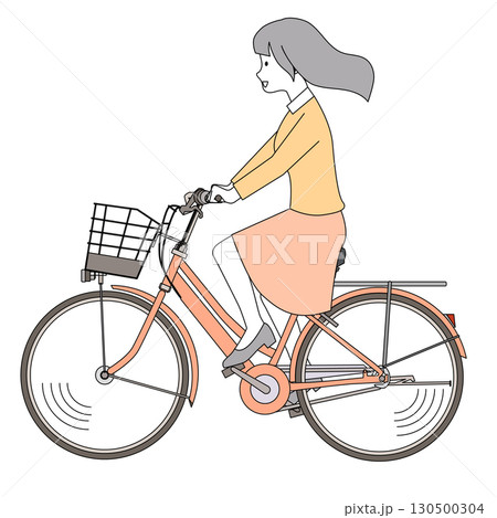自転車に乗る女性 自転車に乗る女性 130500304