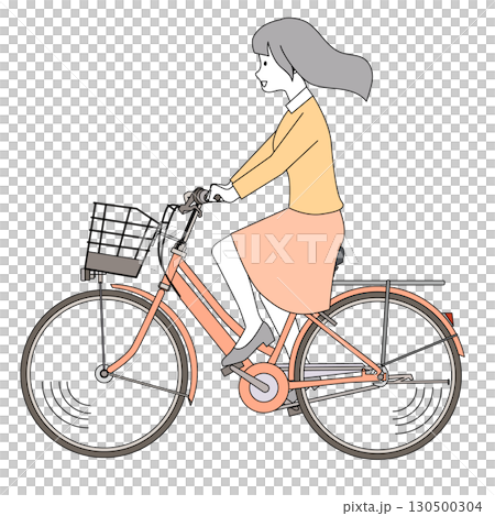 Woman riding a bicycle 130500304