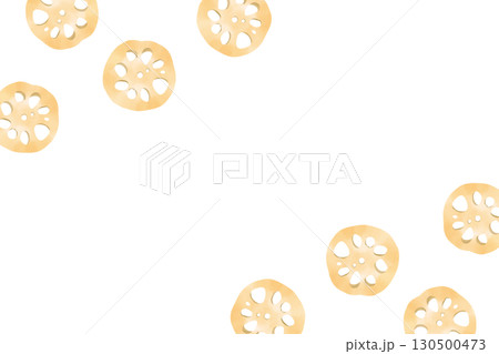 れんこんスライスのシンプル和風イラストフレーム 130500473