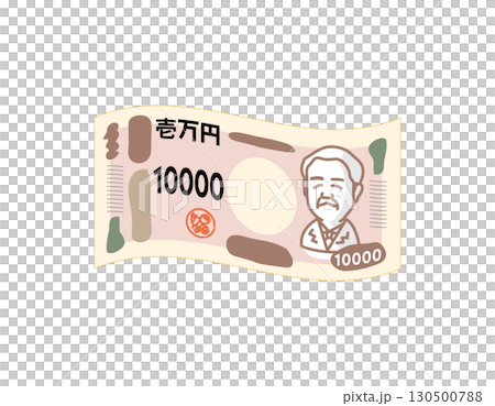 Bank of Japan 10,000 yen note illustration 130500788