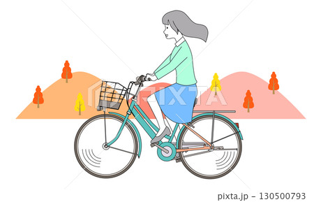 自転車に乗る女性 130500793