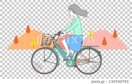 自転車に乗る女性 130500793