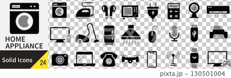ベクターの家電に関するシルエットアイコンセット ベクターの家電に関するシルエットアイコンセット 130501004
