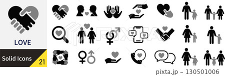 ベクターの愛に関するシルエットアイコンセット 130501006