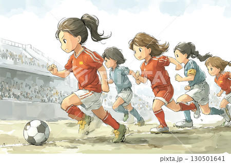 サッカーの試合全体シーン 130501641