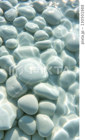 Marine white pebbles underwater. 130501988