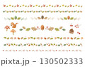 秋のどんぐり・きのこ・紅葉・赤い実のラインセット 130502333