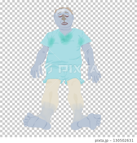 医療イラスト｜ショックの5P症状（蒼白・冷汗・脈拍微弱・虚脱・呼吸困難）教育用素材 130502631