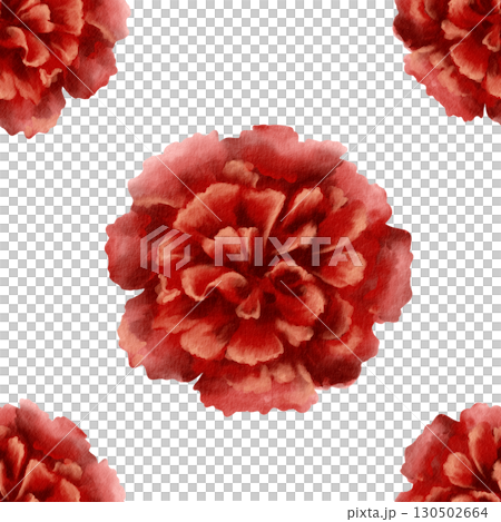 Red carnation flower in seamless pattern as a symbol of mothers day,love,passion,valentine's day confessions. Isolated Watercolor hand-drawn illustration in vintage style as element for card,banner Red carnation flower in seamless pattern as a symbol of mothers day,love,passion,valentine's day confessions. Isolated Watercolor hand-drawn illustration in vintage style as element for card,banner 130502664