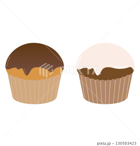 チョコレートのカップケーキのイラストセット 130503423