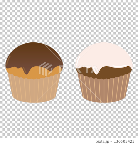 チョコレートのカップケーキのイラストセット 130503423