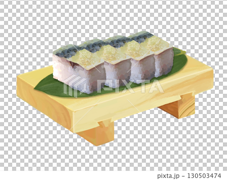 Battera sushi (4 pieces) with sushi sandals Battera sushi (4 pieces) with sushi sandals 130503474