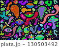 vector seamless pattern with cartoon character 130503492