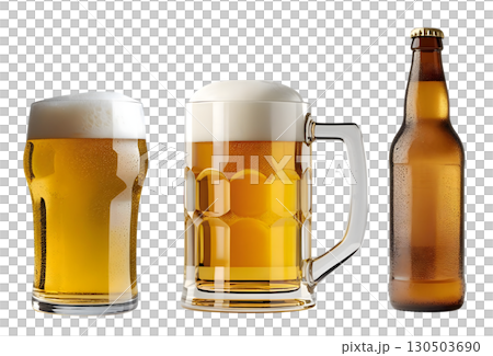 白背景にビールのセット 130503690