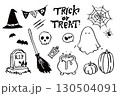 手描きハロウィンイラストセット (ベクター) 130504091