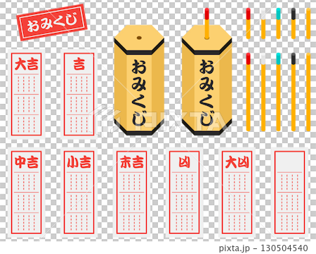 おみくじの道具 一式イラストセット 130504540