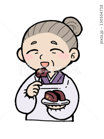 羊羹を食べるおばあちゃん 130504738