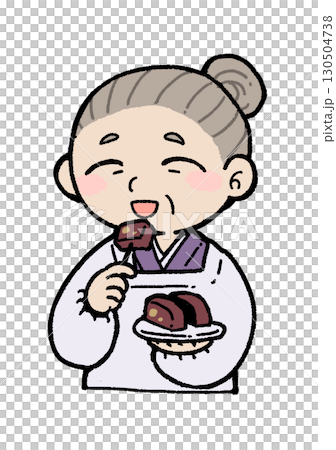 羊羹を食べるおばあちゃん 130504738