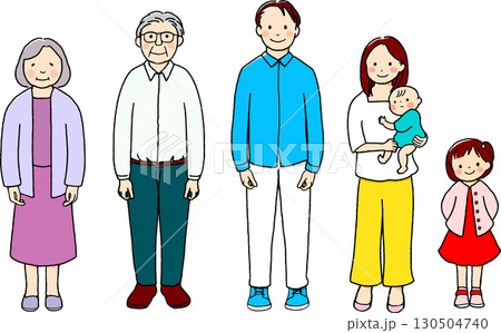 祖父母と親子の三世代家族 130504740